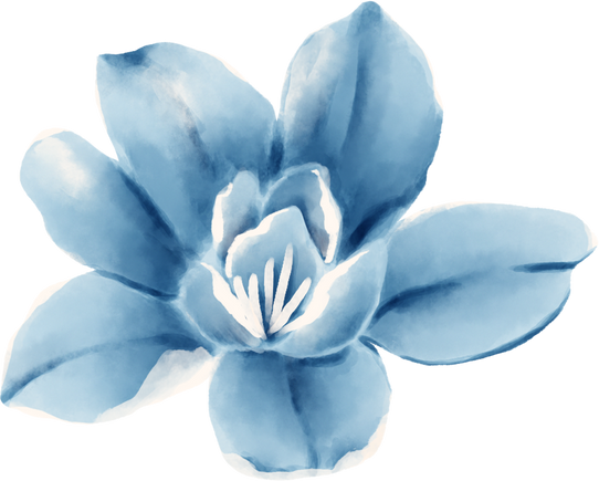 Watercolor Individual Blue Flower